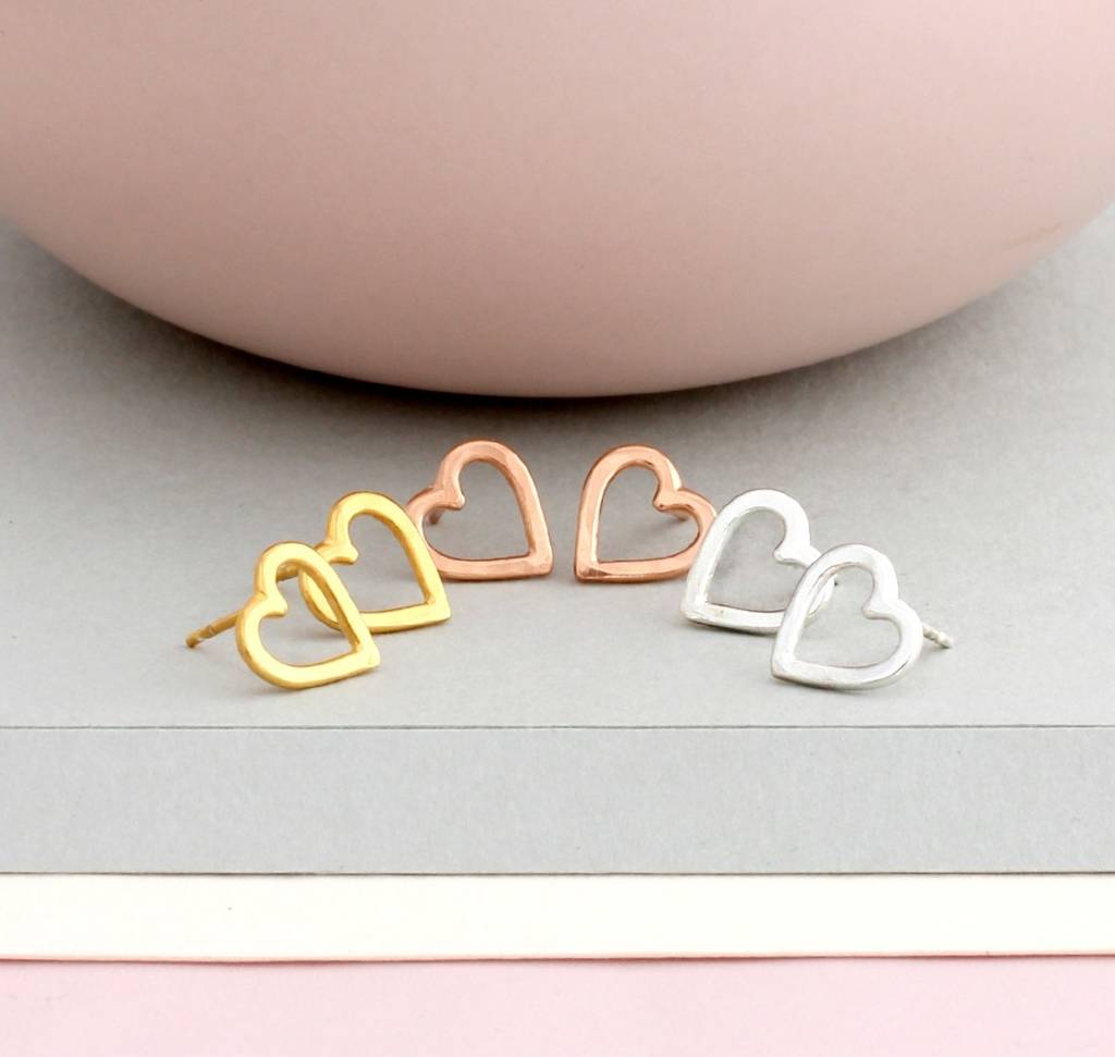 9ct Gold Mini Heart Stud Earrings By Posh Totty Designs ...