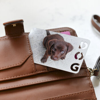 Personalised Photo With Dog Cut Out Metal Wallet Card, 2 of 3