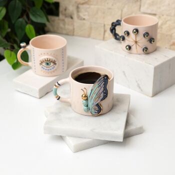 3D Butterfly Mug With 24ct Gold And Striped Handle, 3 of 3