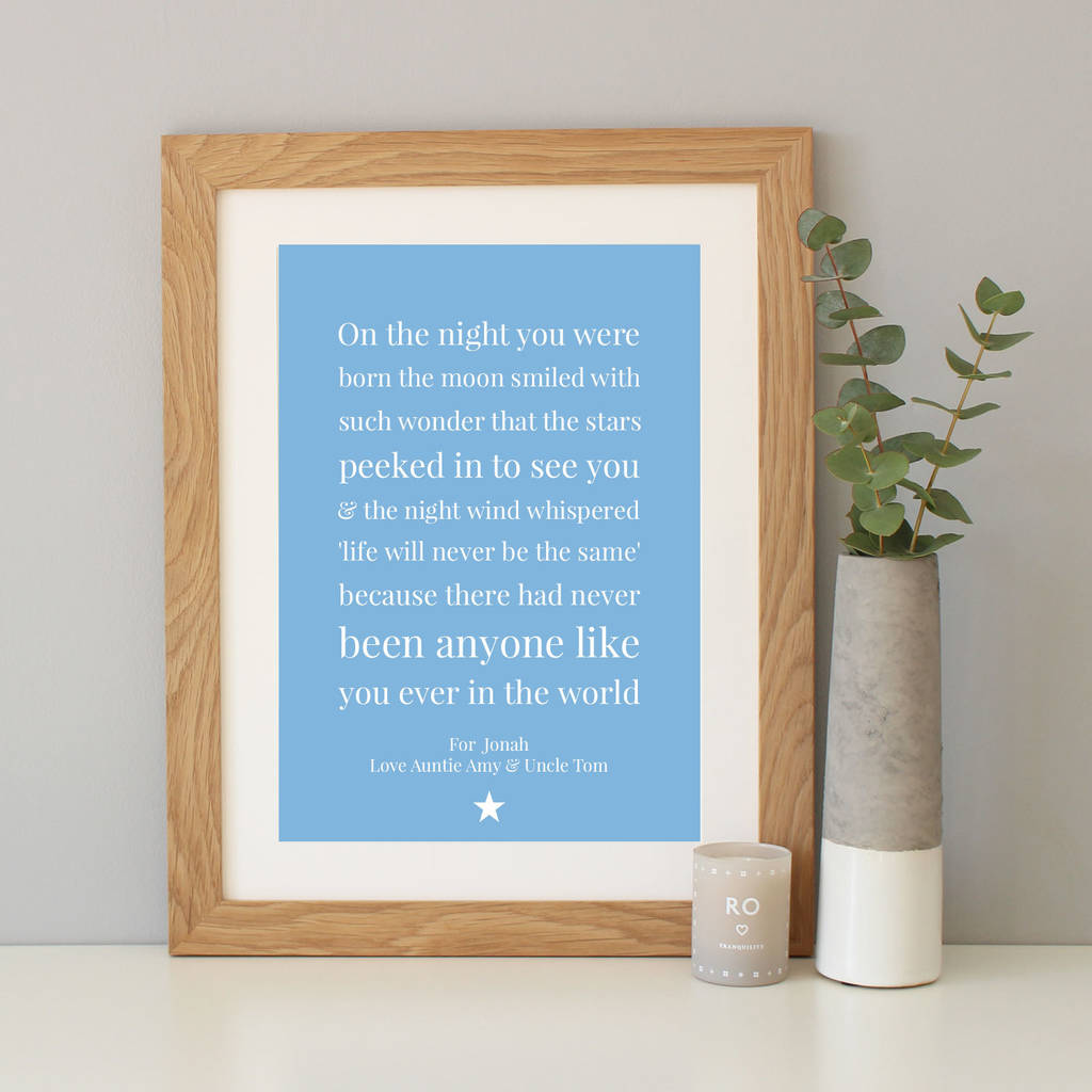 On The Night You Were Born Baby Gift By Hope And Love Light Blue