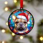 French Bulldog Tan In Santa Hat Suncatcher Decoration, thumbnail 6 of 6