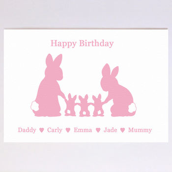 Personalised Bunnies Family Birthday Card, 4 of 8