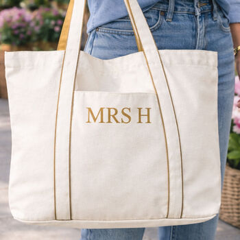 Monogram Personalised Premium Canvas Tote Bag, 2 of 2