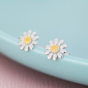 Sweet Daisy Flower Stud Earrings In Sterling Silver, 4 of 12