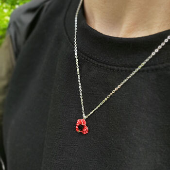 Poppy Red Flower Pendant Necklace, 5 of 7
