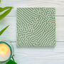 Abstract Green Pattern Ceramic Coaster, Set Of Four, thumbnail 5 of 7