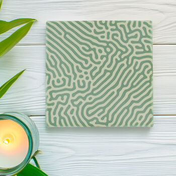 Abstract Green Pattern Ceramic Coaster, Set Of Four, 5 of 7
