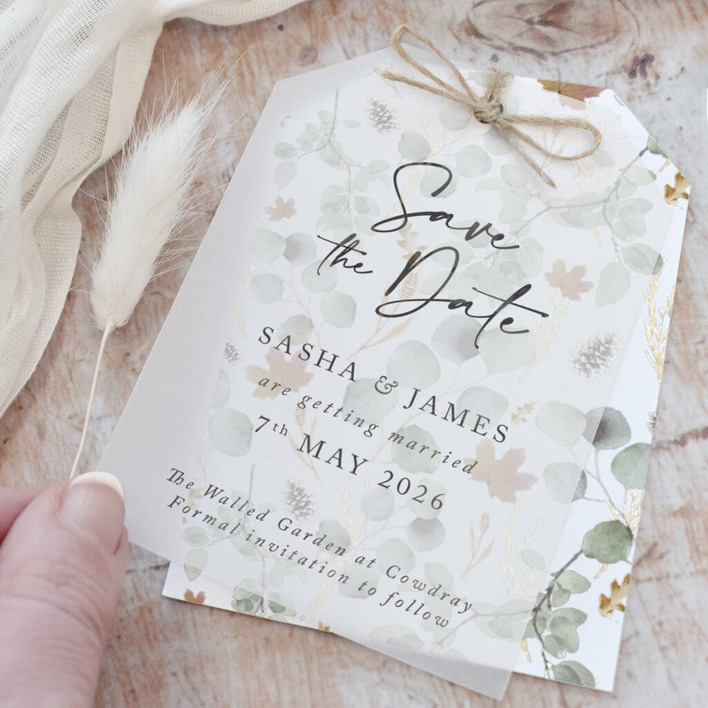 Autumn Willow Vellum Save The Date Tag