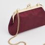 Victoriana Embroidered Burgundy Satin Clutch Bag, thumbnail 5 of 6