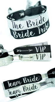 Bride Tribe Silver/Black Hen Party Wristband Favours, 10 of 12