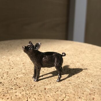 Miniature Bronze Pig Sculpture 8th Anniversary Gift, 5 of 11