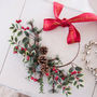 Christmas Half Wreath With Personalised Ribbon, thumbnail 1 of 2