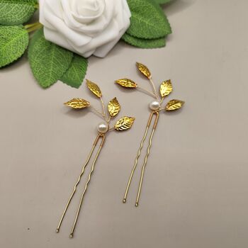 Wedding Hair Accessories Gold Set Of Two, 7 of 12