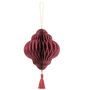 Christmas Deep Red Honeycomb Lantern Tree Decoration, thumbnail 2 of 5
