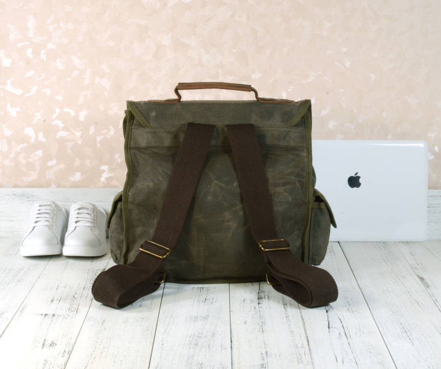 washed canvas backpack