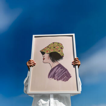 Fig Bucket Hat Fashion Illustration Print, 2 of 4