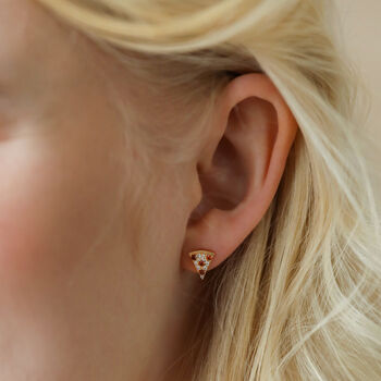 Crystal Pizza Stud Earrings In Gold Plating, 4 of 5