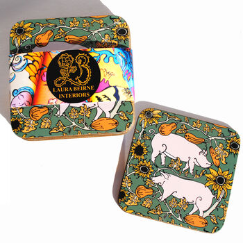 Set Of Six The Green Country Pig Coasters, 2 of 3