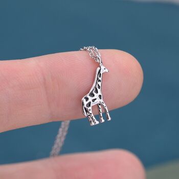 Sterling Silver Very Small Giraffe Necklace, 2 of 11