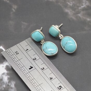 Turquoise Earrings: Silver, December Birthstone, 7 of 7