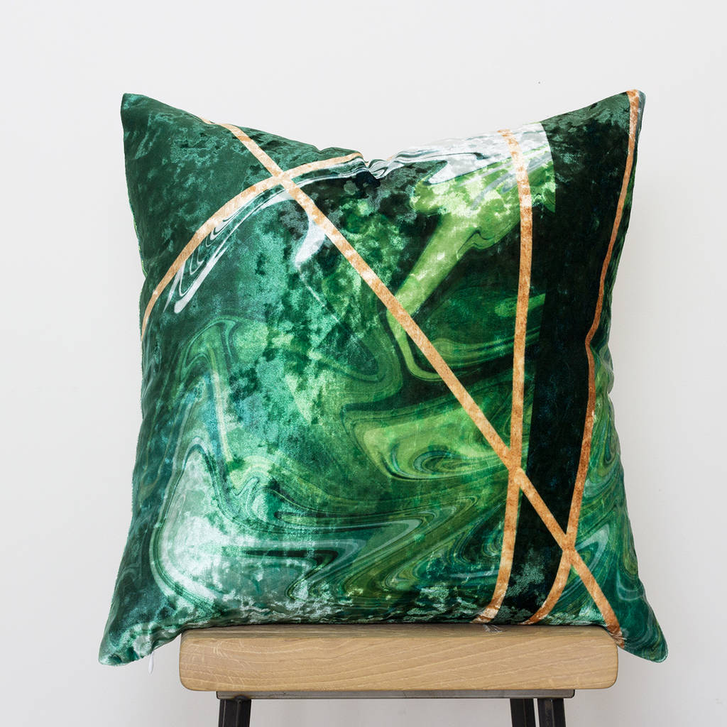 emerald green velvet cushion