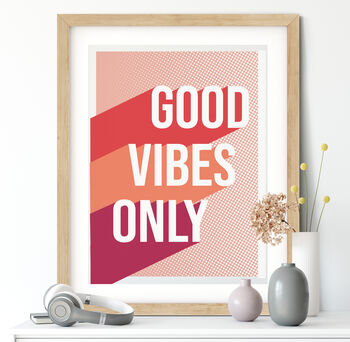 Good Vibes Only Halftone Block Print, 7 of 7