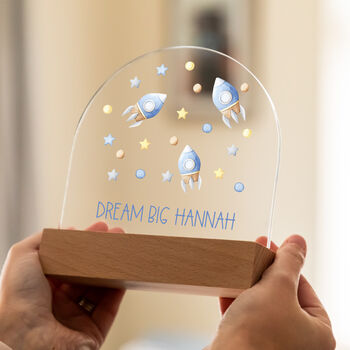 Personalised Space Rocket And Stars Night Light, 4 of 6