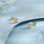 Sparkly Forget Me Not Flower Tiny Stud Earrings In Sterling Silver With Cz Crystals, thumbnail 5 of 11