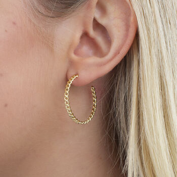 18ct Gold Plated Or Silver Chain Link Hoop Earrings, 2 of 3