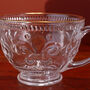 G Decor Set Of Four Marcelle Fleur De Lis Glass Mugs Embossed Cups With Gold Rim, thumbnail 3 of 4