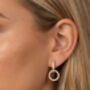 Double Hoop Pavé Earrings With Round Removable Charms In Gold, thumbnail 1 of 4