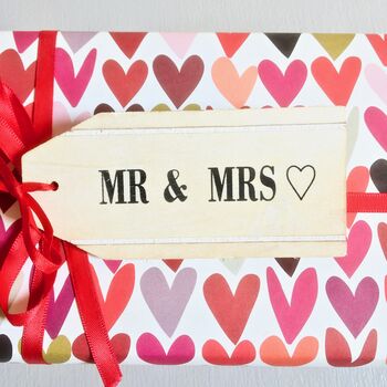 Mr And Mrs Gift Tag ~ Wooden, Handmade, 3 of 4