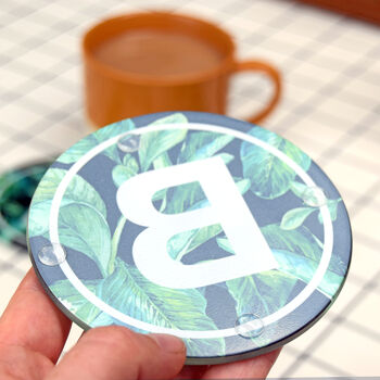 Tropical Leaf Monogram Glass Coaster, 11 of 11