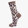 Women's Bamboo Socks Neutral Cream Leopard Print, thumbnail 1 of 2