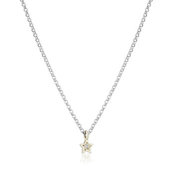Fine Solid White Gold Sapphire Star Necklace, 9 of 9