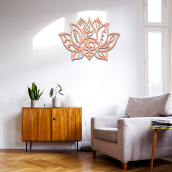 Spiritual Lotus And Eye Wooden Wall Art Serene Decor, 3 of 8