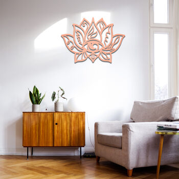 Spiritual Lotus And Eye Wooden Wall Art Serene Decor, 4 of 9