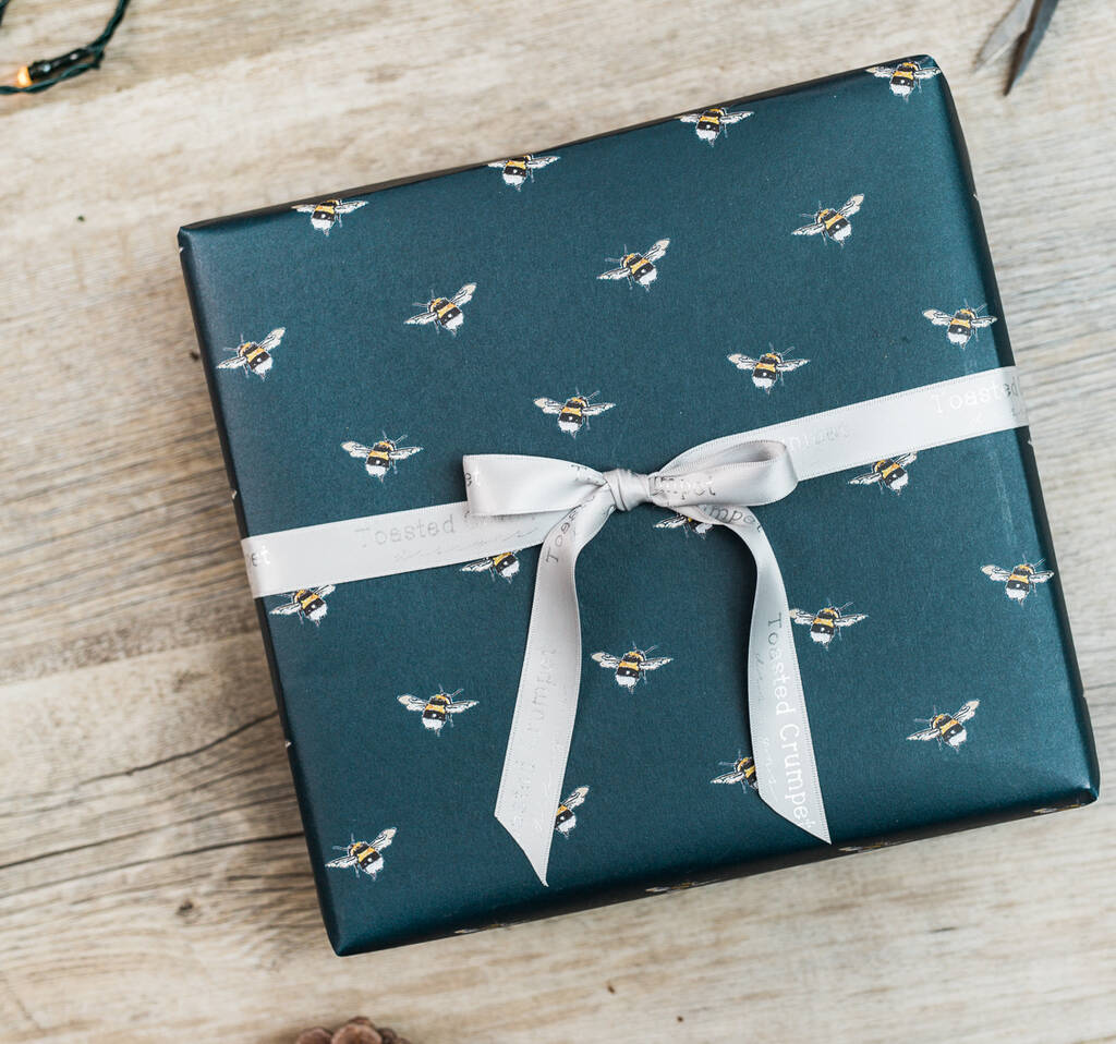 Luxury Bee Noir Gift Wrap Set By Toasted Crumpet Designs