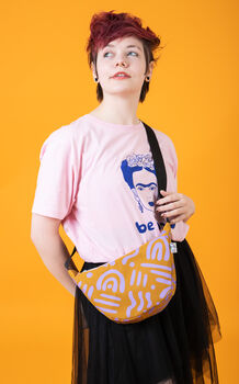 Abstract Purple And Mustard Sling Bag Waxed Cotton Bag, 2 of 3