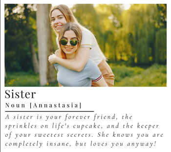 Sister Birthday Photo Gift, Personalised Sister Definition Candle, 3 of 9