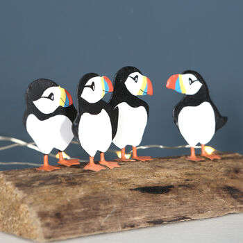 Four Puffins On Driftwood Block, 3 of 3