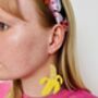 Split Banana Glitter Earrings / Go Bananas Gift Funny Best Friend Gift / Retro Pop Art Gift Kitsch Statement / Summer Holiday Accessory Tropical Statement, thumbnail 6 of 6