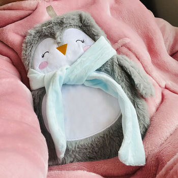 Personalised Baby Gown With Penguin Hot Water Bottle, 2 of 12