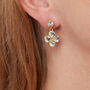 Blue Topaz Clover Gold Plated Silver Stud Earrings, thumbnail 3 of 7