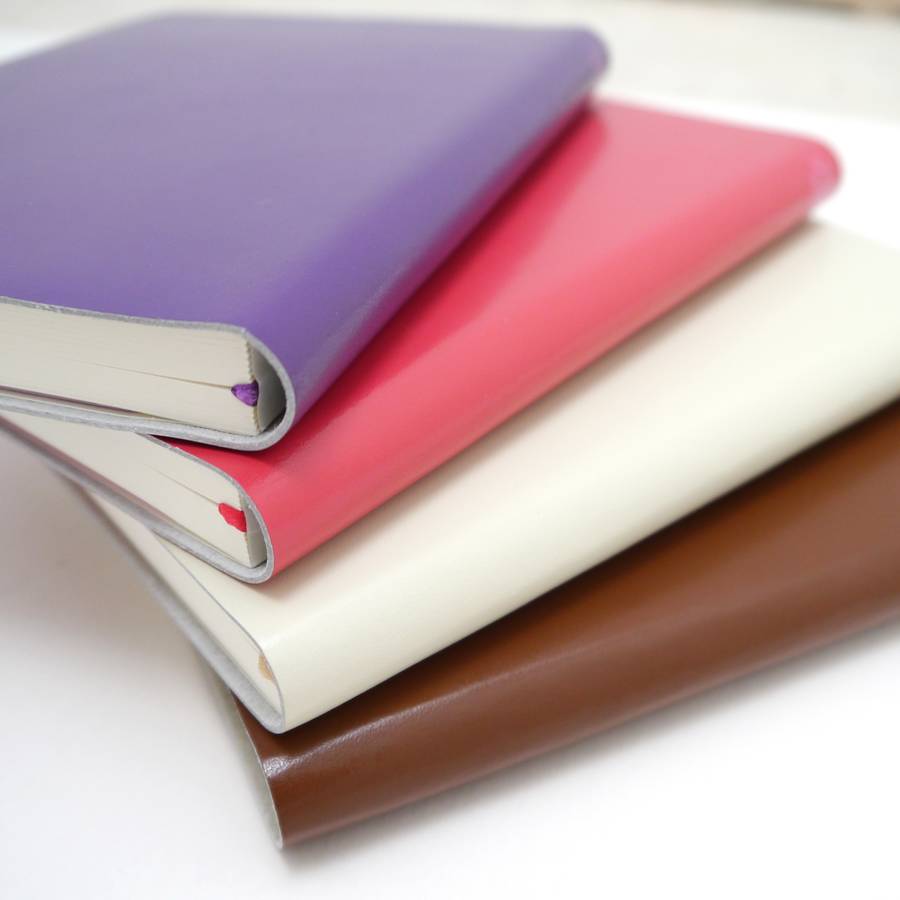 personalised coloured leather notebook by begolden