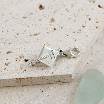 Mortar Board Personalised Silver Graduation Charm, 4 of 11