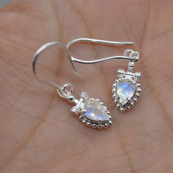 Rainbow Moonstone Teardrop Earrings: Silver Or Gold, 8 of 9