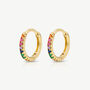 Women's Small Hoop Earrings With Colourful Stones, Rainbow Jewellery In 18k Gold, thumbnail 1 of 3