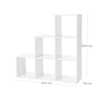 Bookcase Wooden Storage Unit Staircase Display Shelves, 5 of 6