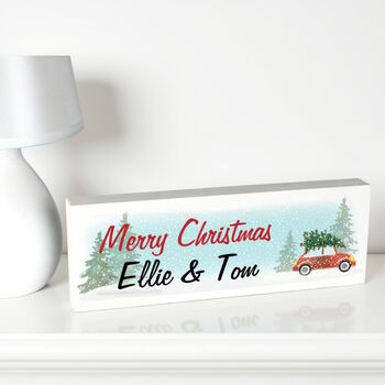 Personalised Driving Home For Christmas Wooden Mantel Decoration, 2 of 5